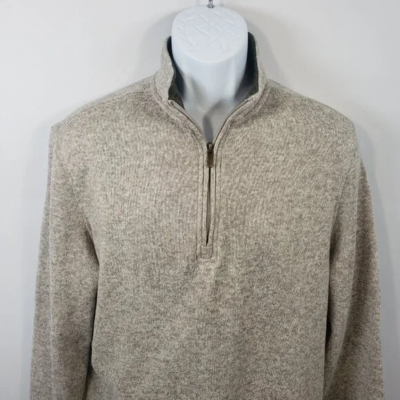 Grove & Hollow Men's Large L Zippered Pullover Sweater Long Sleeve Beige / A254 - Picture 3 of 8